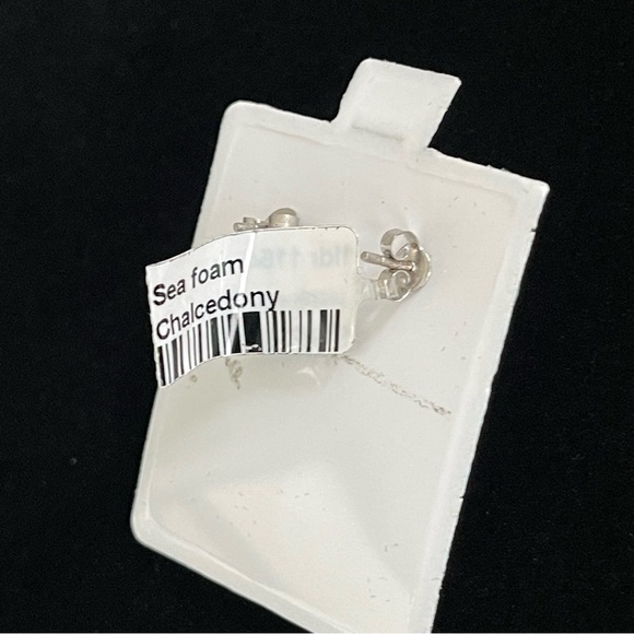 Sterling silver 925 with Cabachon Chalcedony earrings - Picture 8 of 9